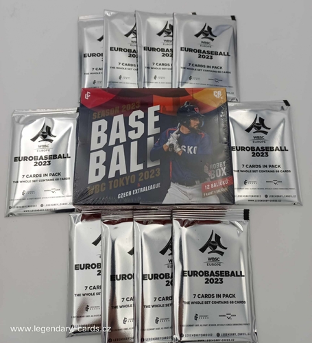 LC - WBSC EUROBASEBALL 2023 - 10 KS BALÍČŮ + HOBBY BOX CZECH BASEBALL EXTRALEAGUE + WCB TOKYO 2023